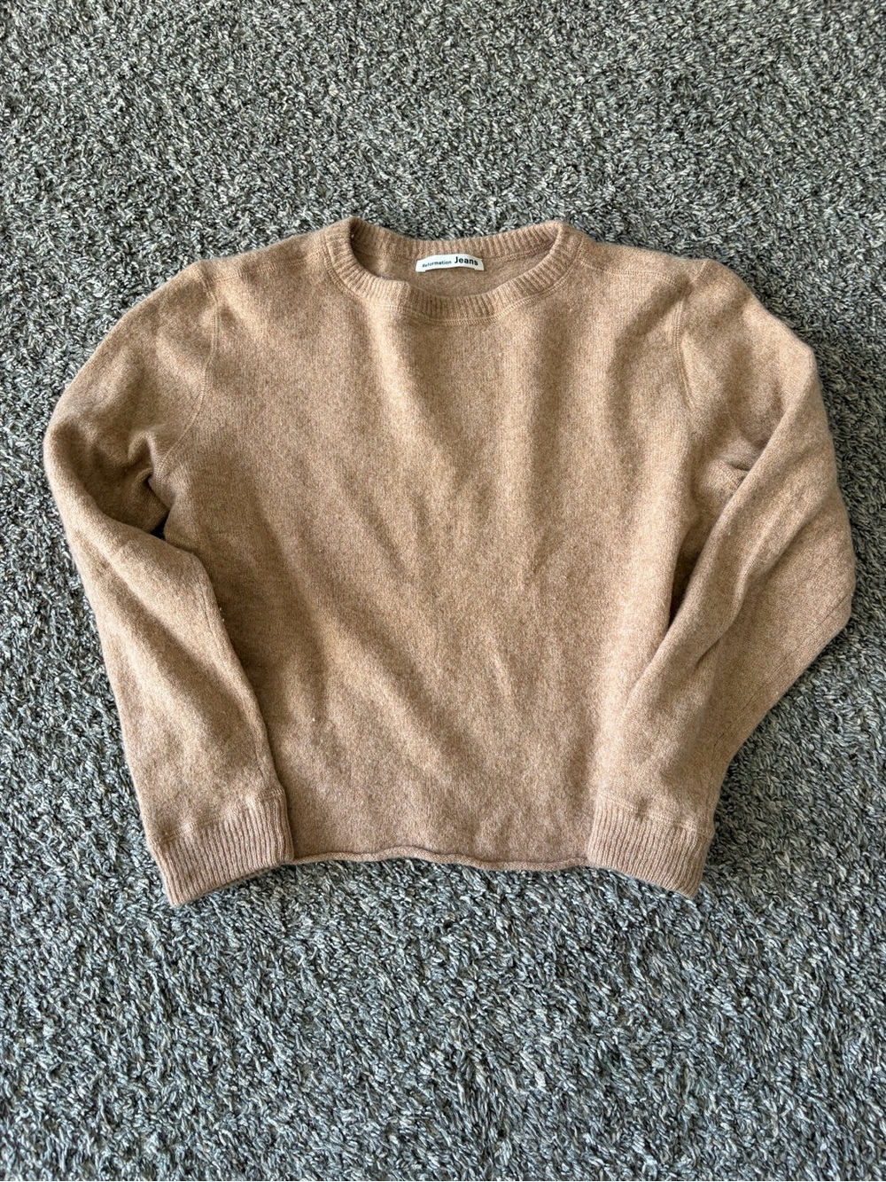 Reformation Cozy Crewneck Sweater in Camel Brown